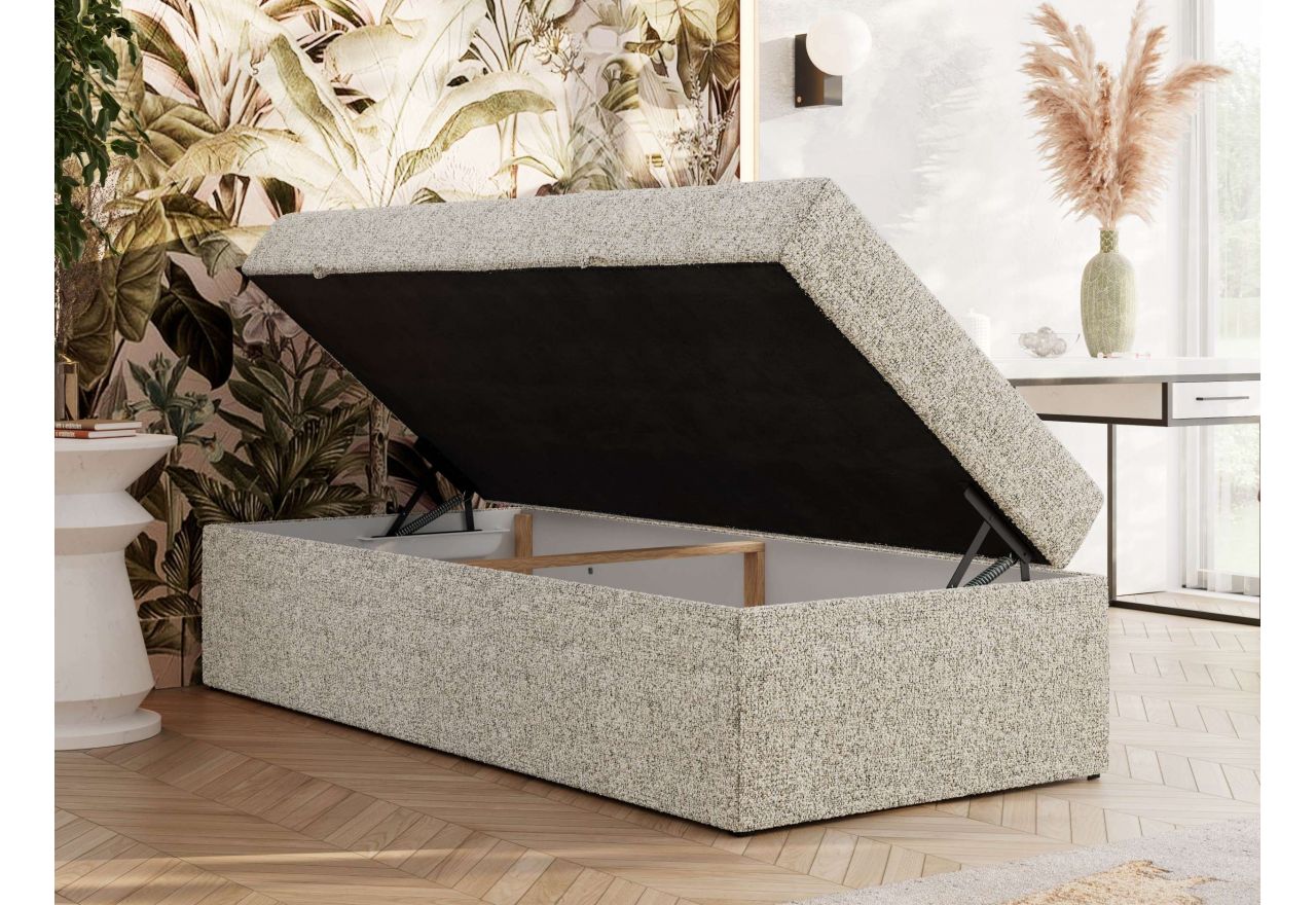 Łóżko kontynentalne ZERO 90x200 - H3 - beżowy, struktura - topper T25