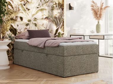 Łóżko kontynentalne ZERO 90x200 - H3 - szary, struktura - topper T25