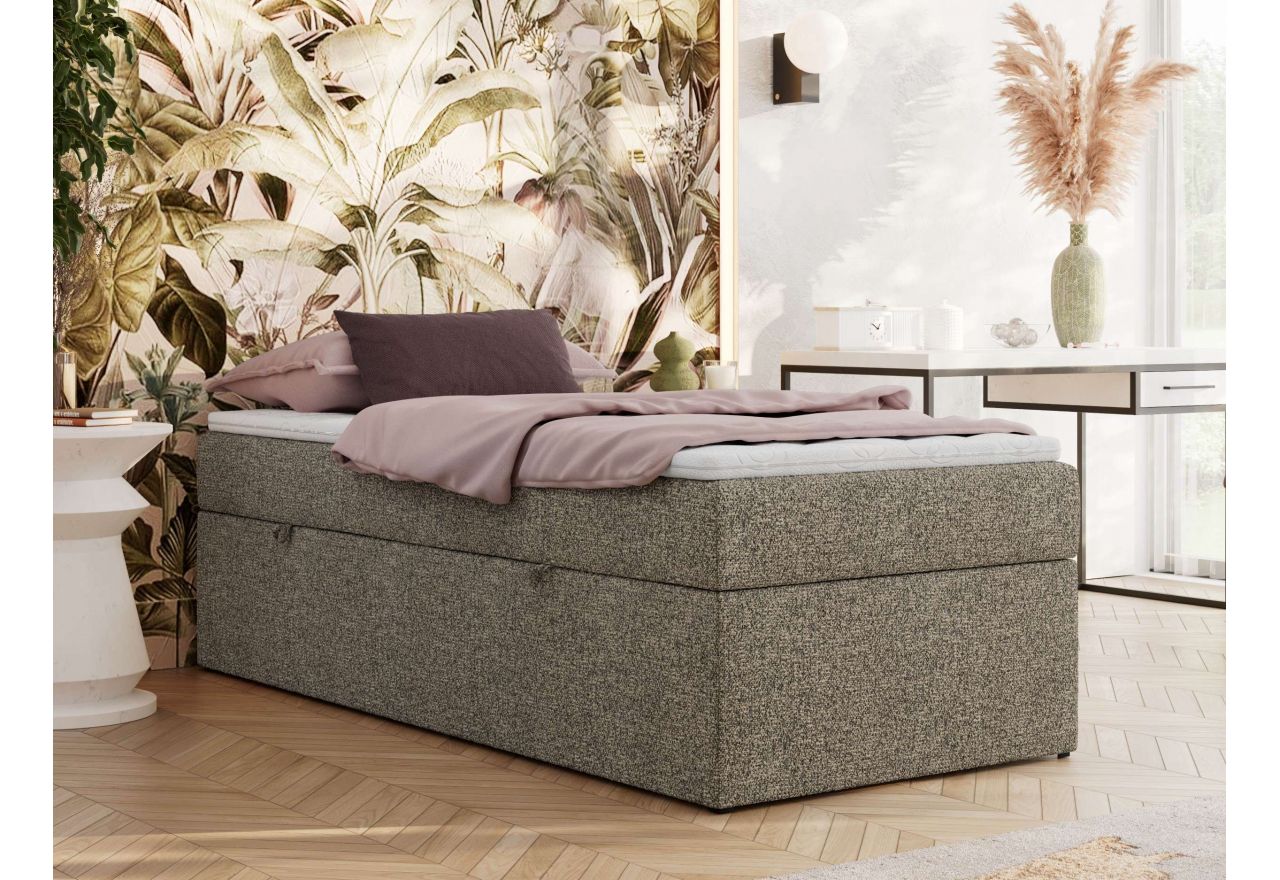 Łóżko kontynentalne ZERO 90x200 - H3 - szary, struktura - topper T25