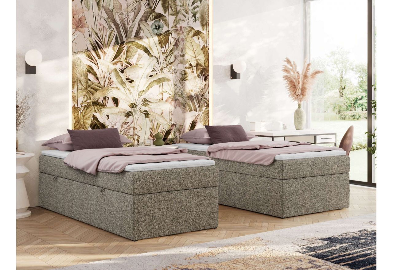 Łóżko kontynentalne ZERO 90x200 - H3 - szary, struktura - topper T25