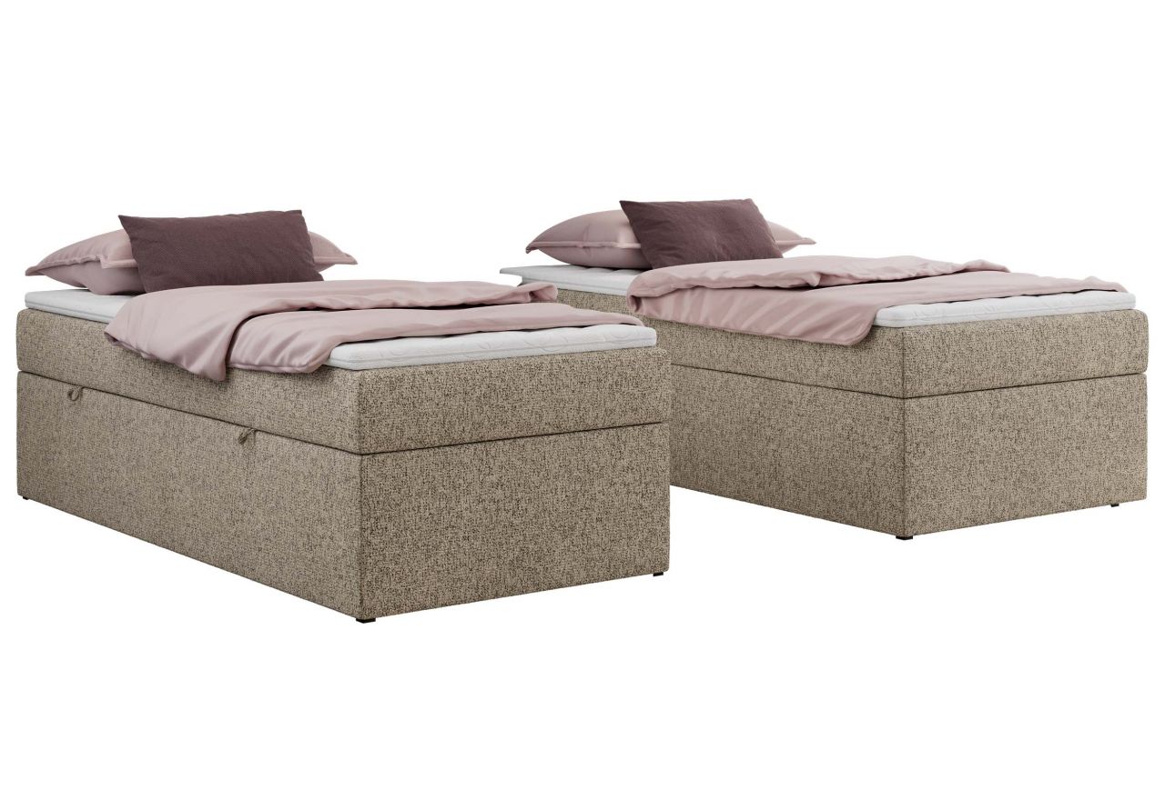 Łóżko kontynentalne ZERO 90x200 - H3 - ciemnobeżowy, struktura - topper T25