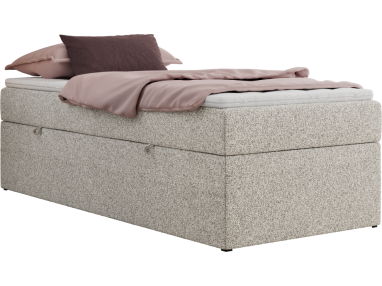 Łóżko kontynentalne ZERO 90x200 - H3 - jasnoszary, struktura - topper T25