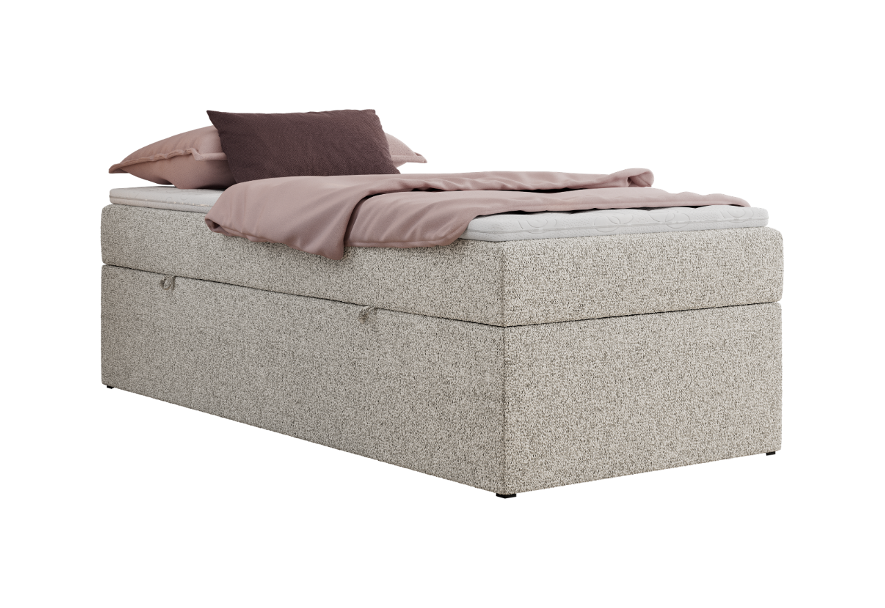 Łóżko kontynentalne ZERO 90x200 - H3 - jasnoszary, struktura - topper T25