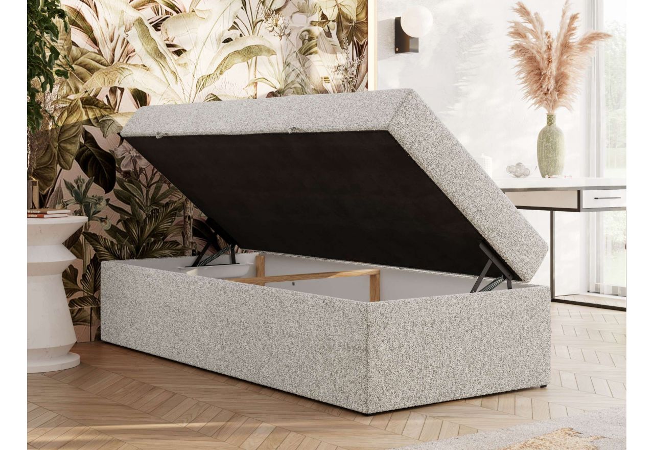 Łóżko kontynentalne ZERO 90x200 - H3 - jasnoszary, struktura - topper T25