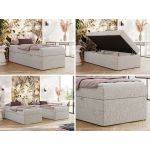 Łóżko kontynentalne ZERO 90x200 - H3 - jasnoszary, struktura - topper T25