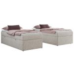 Łóżko kontynentalne ZERO 90x200 - H3 - jasnoszary, struktura - topper T25