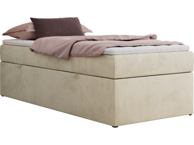 Łóżko kontynentalne ZERO 90x200 - H4 - beżowy, welwet - topper T25