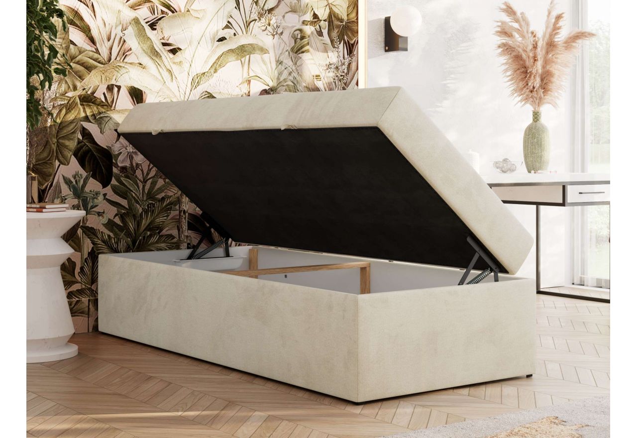Łóżko kontynentalne ZERO 90x200 - H4 - beżowy, welwet - topper T25
