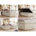 Łóżko kontynentalne ZERO 90x200 - H4 - beżowy, welwet - topper T25