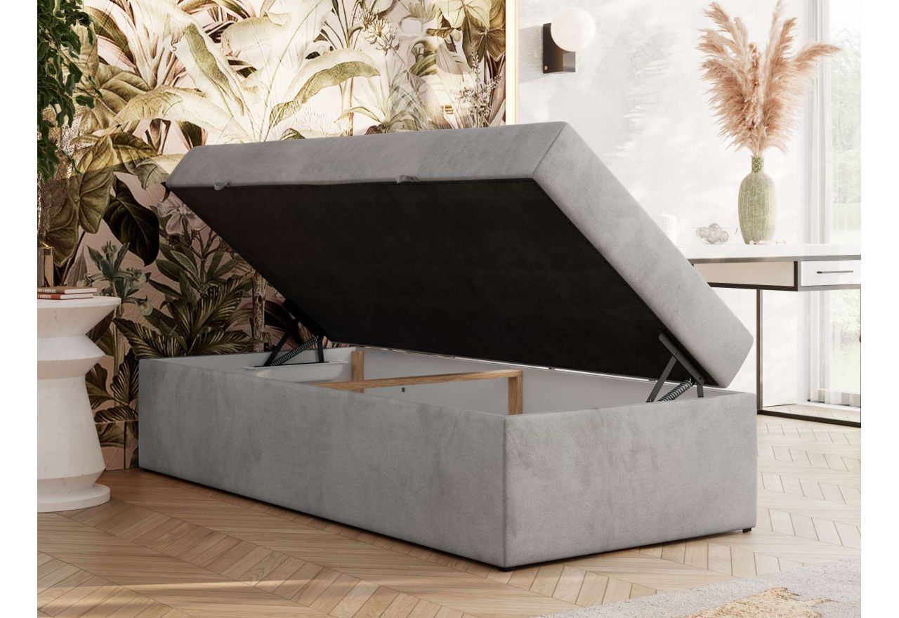 Łóżko kontynentalne ZERO 90x200 - H4 - jasnoszary, welwet - topper T25