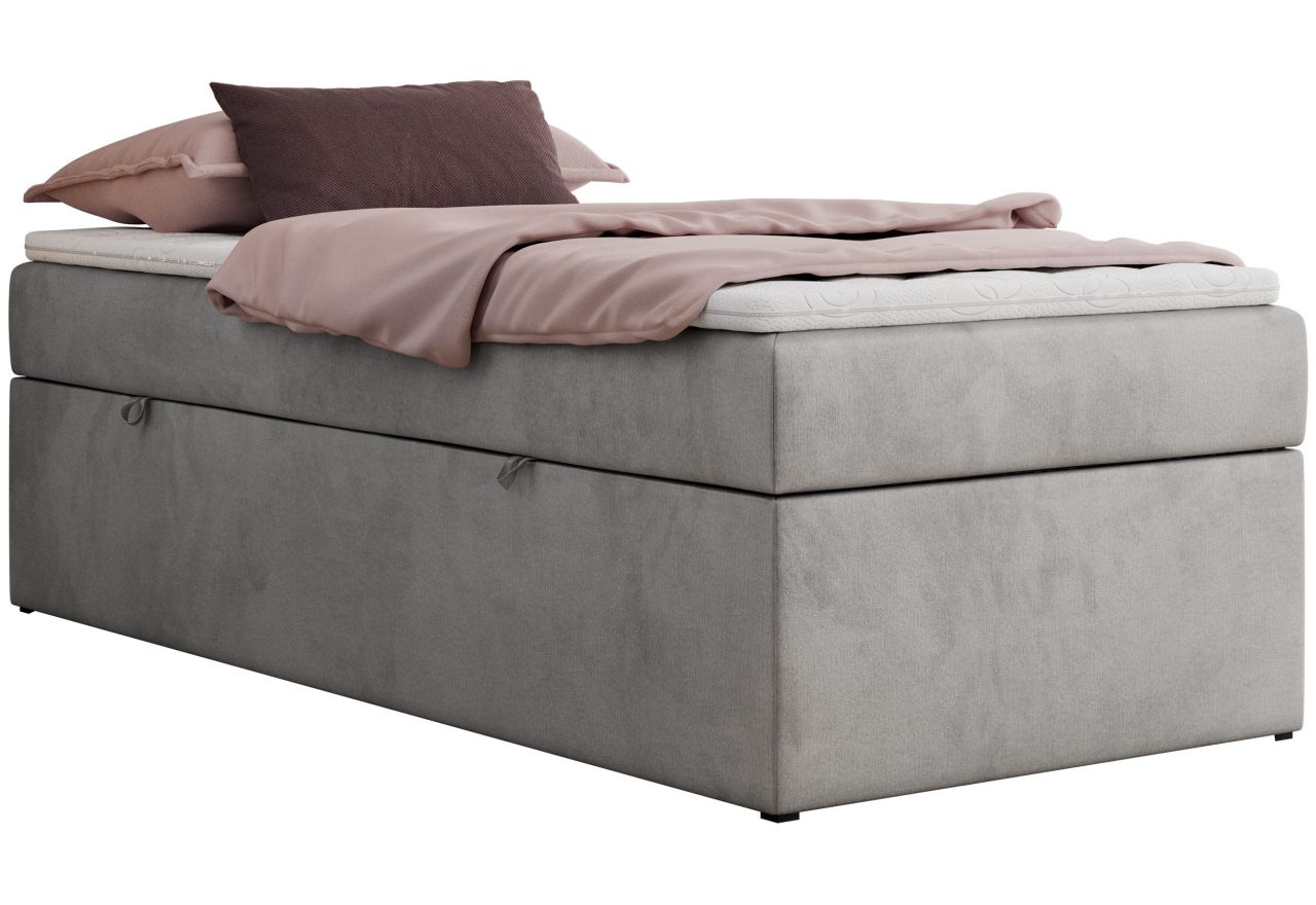 Łóżko kontynentalne ZERO 90x200 - H4 - jasnoszary, welwet - topper T25