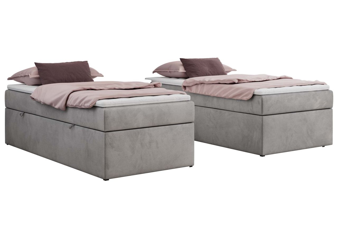 Łóżko kontynentalne ZERO 90x200 - H4 - jasnoszary, welwet - topper T25