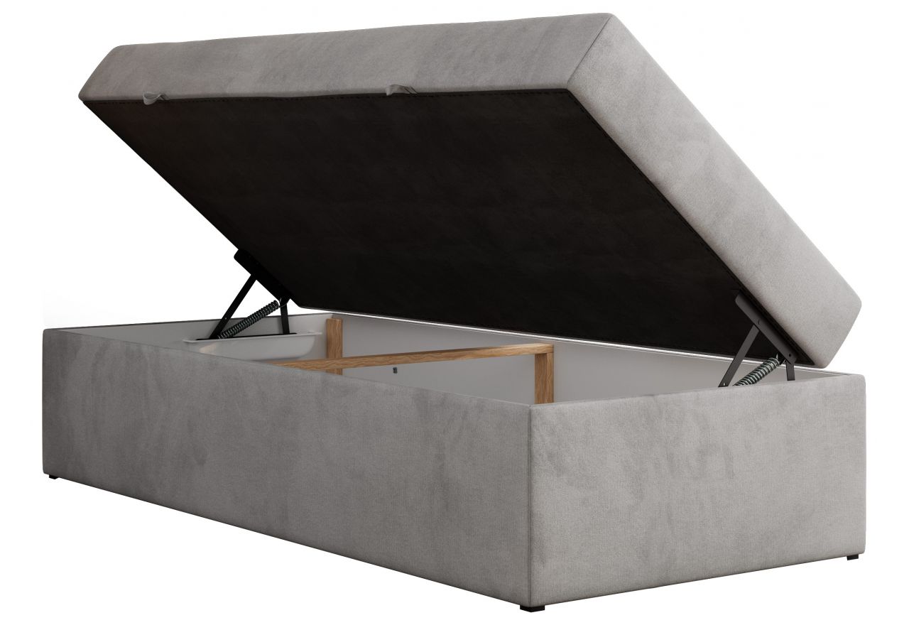 Łóżko kontynentalne ZERO 90x200 - H4 - jasnoszary, welwet - topper T25
