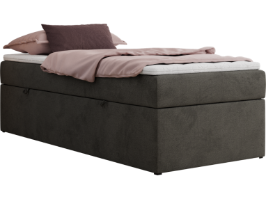 Łóżko kontynentalne ZERO 90x200 - H4 - ciemnoszary, welwet - topper T25