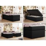 Łóżko kontynentalne ZERO 90x200 - H4 - czarny, ekoskóra - topper T25