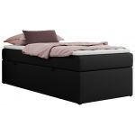 Łóżko kontynentalne ZERO 90x200 - H4 - czarny, ekoskóra - topper T25