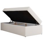 Łóżko kontynentalne ZERO 90x200 - H4 - biały, ekoskóra - topper T25