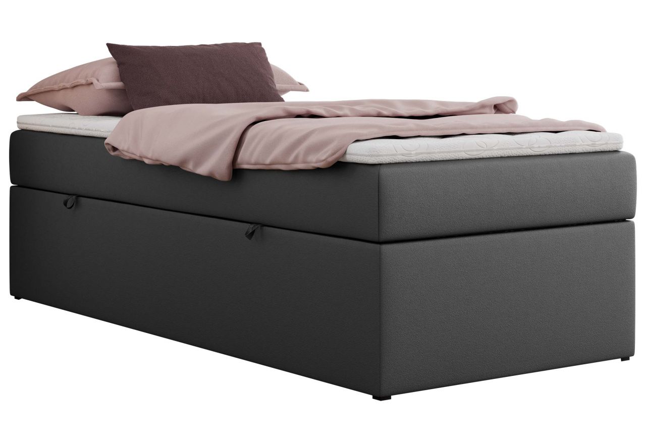 Łóżko kontynentalne ZERO 90x200 - H4 - szary, ekoskóra - topper T25