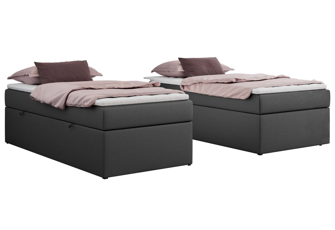 Łóżko kontynentalne ZERO 90x200 - H4 - szary, ekoskóra - topper T25