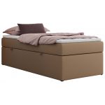 Łóżko kontynentalne ZERO 90x200 - H4 - brązowy, ekoskóra - topper T25