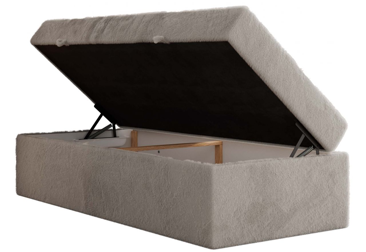 Łóżko kontynentalne ZERO 90x200 - H4 - jasnoszary, plusz - topper T25