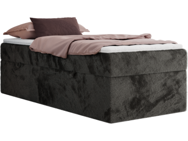 Łóżko kontynentalne ZERO 90x200 - H4 - ciemnoszary, plusz - topper T25