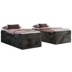 Łóżko kontynentalne ZERO 90x200 - H4 - ciemnoszary, plusz - topper T25