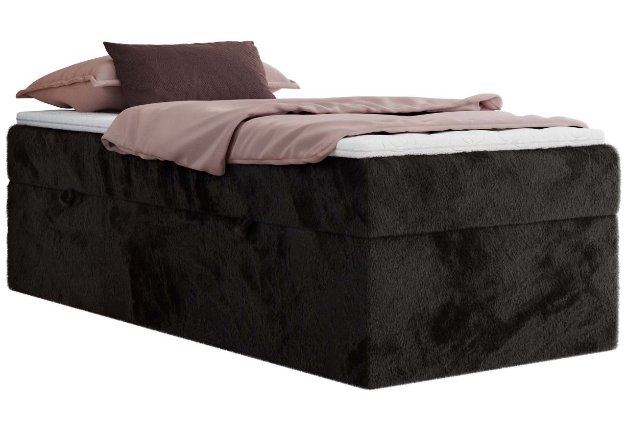 Łóżko kontynentalne ZERO 90x200 - H4 - czarny, plusz - topper T25