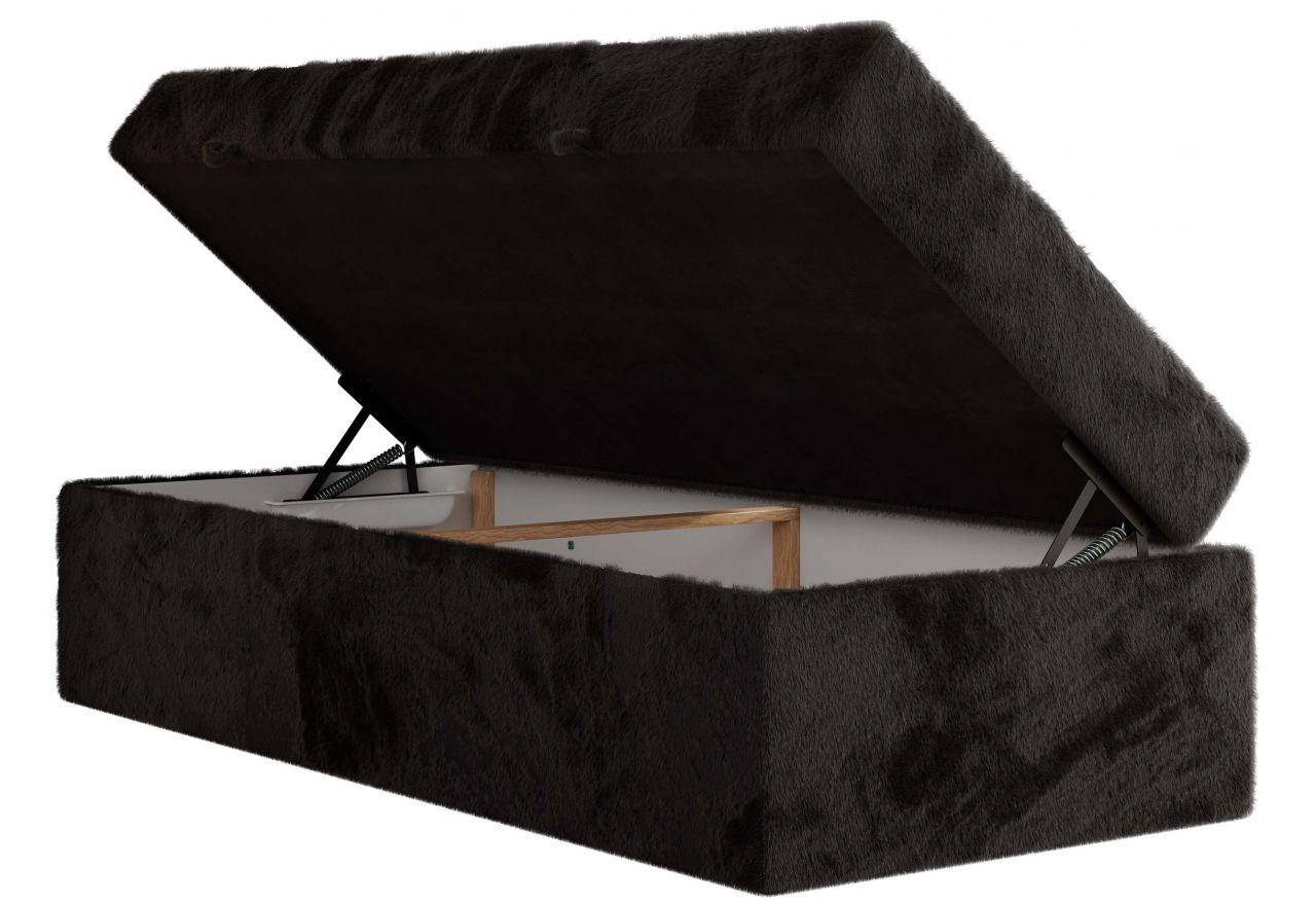 Łóżko kontynentalne ZERO 90x200 - H4 - czarny, plusz - topper T25