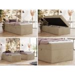 Łóżko kontynentalne ZERO 90x200 - H4 - beżowy, plusz - topper T25