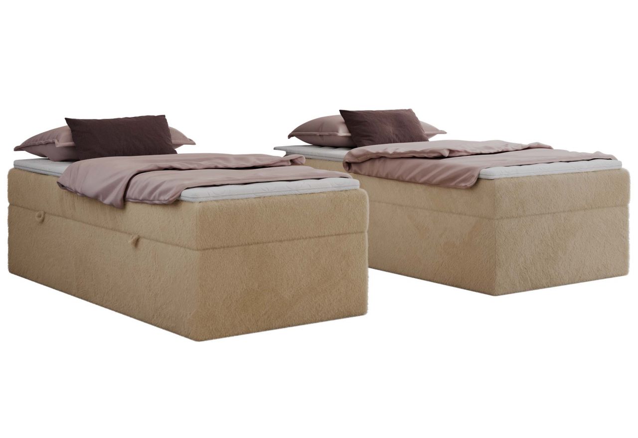 Łóżko kontynentalne ZERO 90x200 - H4 - beżowy, plusz - topper T25