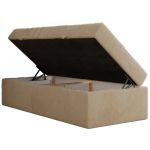 Łóżko kontynentalne ZERO 90x200 - H4 - beżowy, plusz - topper T25