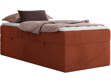 Łóżko kontynentalne ZERO 90x200 - H4 - pomarańczowy, plusz - topper T25