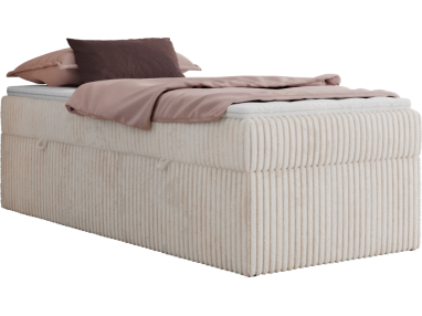Łóżko kontynentalne ZERO 90x200 - H4 - beżowy, sztruks - topper T25