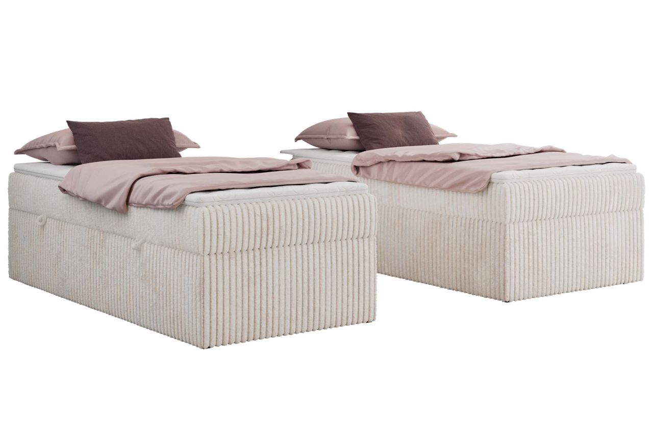 Łóżko kontynentalne ZERO 90x200 - H4 - beżowy, sztruks - topper T25