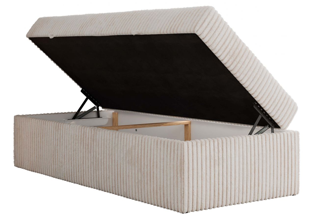 Łóżko kontynentalne ZERO 90x200 - H4 - beżowy, sztruks - topper T25