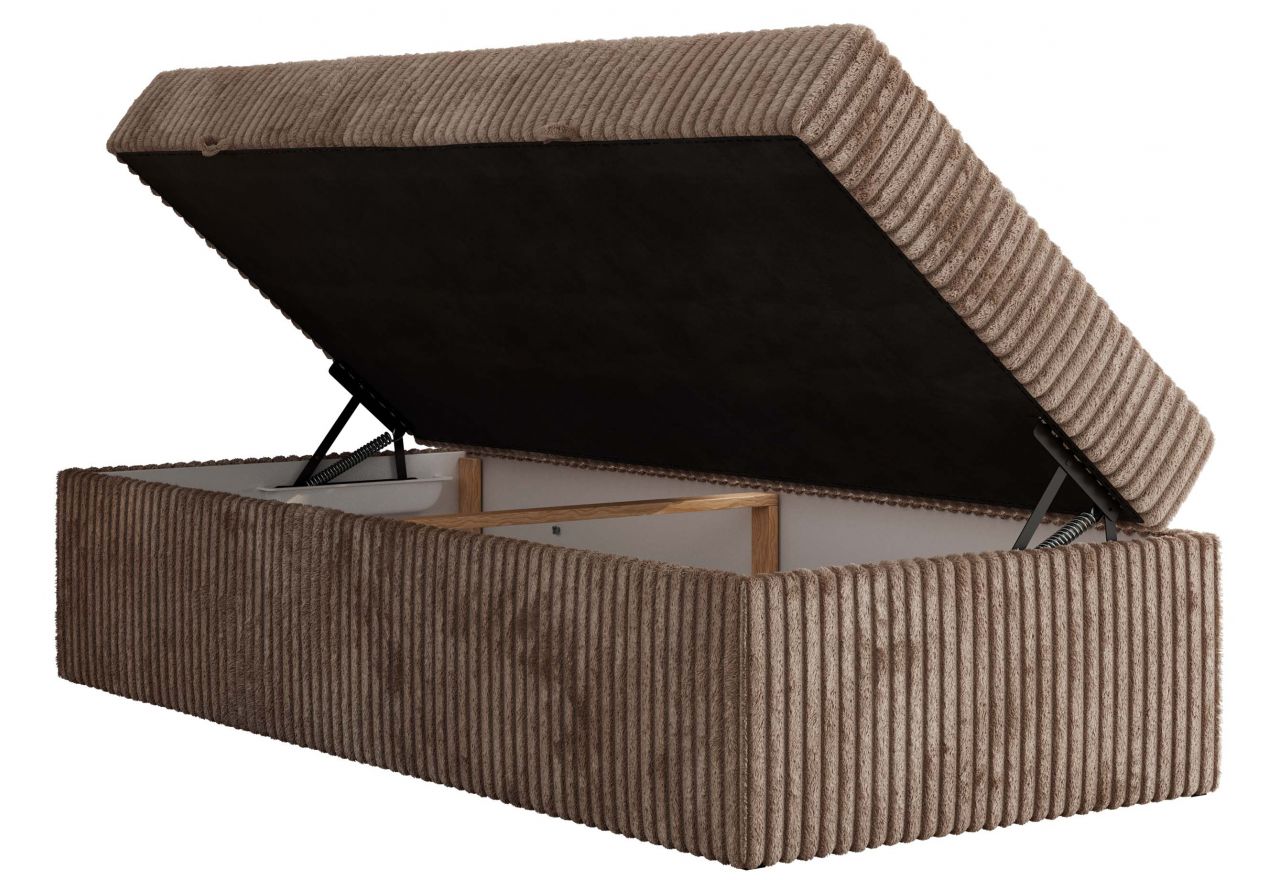 Łóżko kontynentalne ZERO 90x200 - H4 - brązowy, sztruks - topper T25