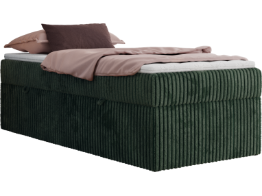 Łóżko kontynentalne ZERO 90x200 - H4 - ciemnozielony, sztruks - topper T25