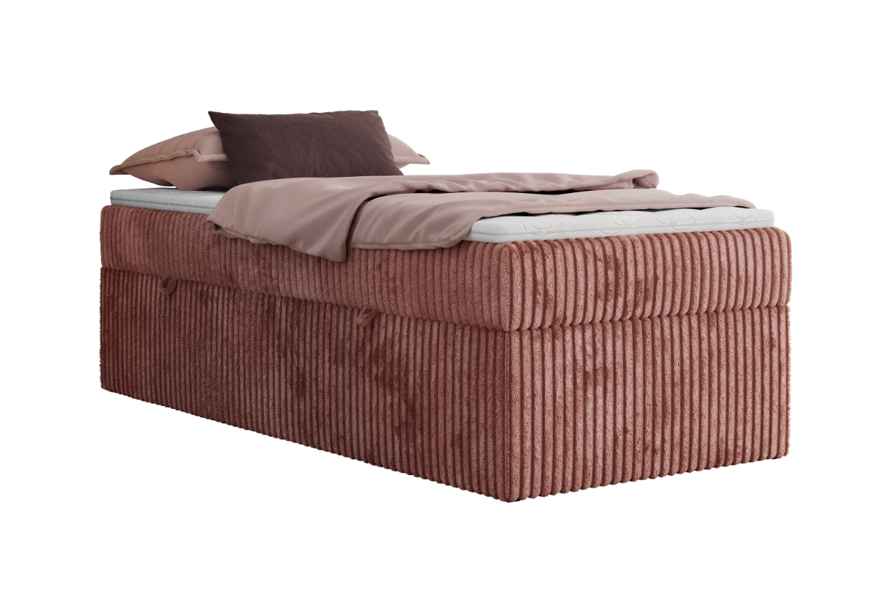 Łóżko kontynentalne ZERO 90x200 - H4 - różowy, sztruks - topper T25