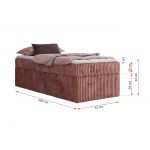 Łóżko kontynentalne ZERO 90x200 - H4 - różowy, sztruks - topper T25