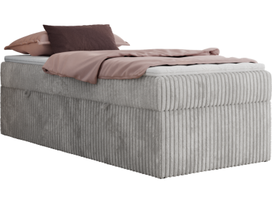 Łóżko kontynentalne ZERO 90x200 - H4 - jasnoszary, sztruks - topper T25