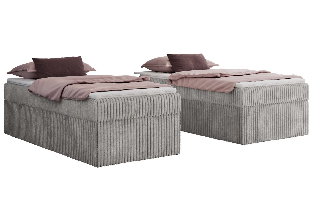 Łóżko kontynentalne ZERO 90x200 - H4 - jasnoszary, sztruks - topper T25