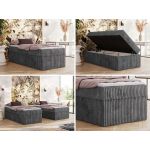 Łóżko kontynentalne ZERO 90x200 - H4 - szary, sztruks - topper T25