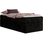 Łóżko kontynentalne ZERO 90x200 - H4 - czarny, sztruks - topper T25