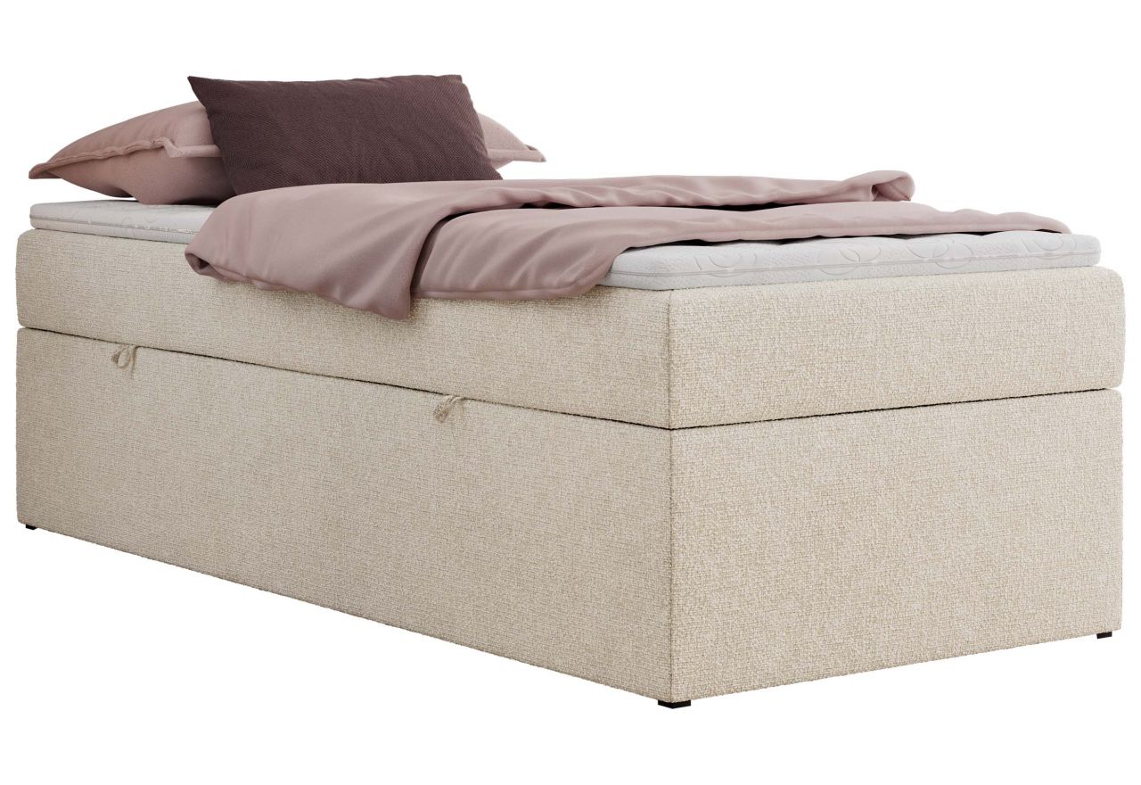 Łóżko kontynentalne ZERO 90x200 - H4 - kremowy, struktura - topper T25