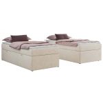 Łóżko kontynentalne ZERO 90x200 - H4 - kremowy, struktura - topper T25