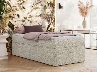 Łóżko kontynentalne ZERO 90x200 - H4 - beżowy, struktura - topper T25