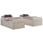 Łóżko kontynentalne ZERO 90x200 - H4 - beżowy, struktura - topper T25