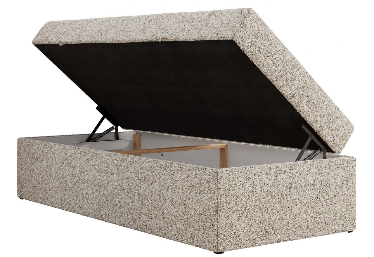 Łóżko kontynentalne ZERO 90x200 - H4 - beżowy, struktura - topper T25