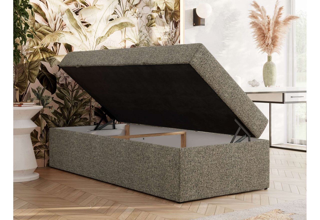 Łóżko kontynentalne ZERO 90x200 - H4 - szary, struktura - topper T25